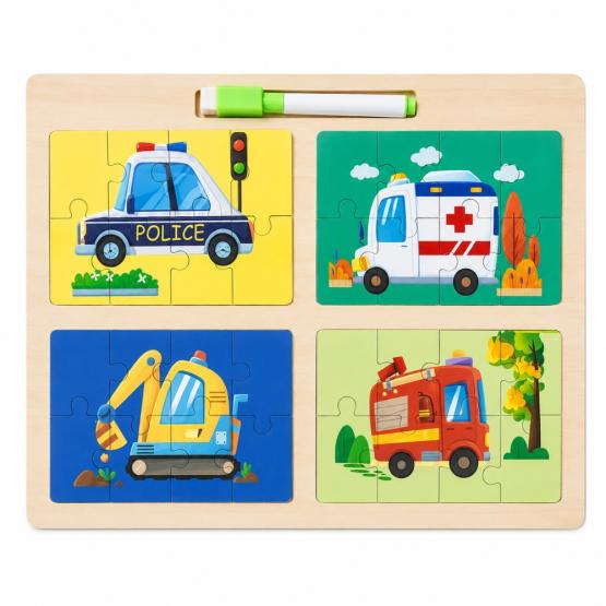 Puzzle de madera con pizarra y marcador 30x23cm