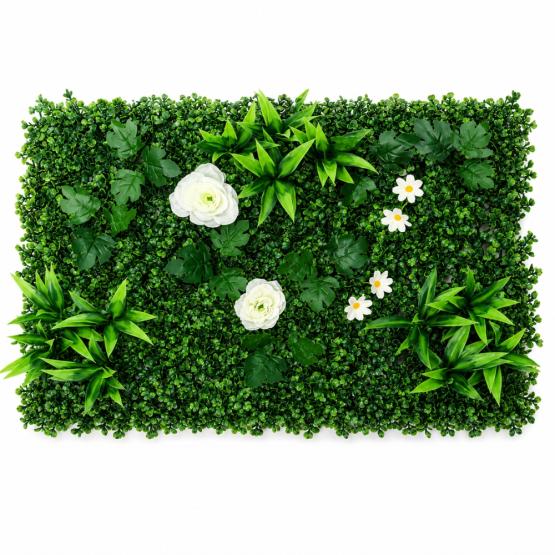 Plancha césped flores blancas 40x60cm