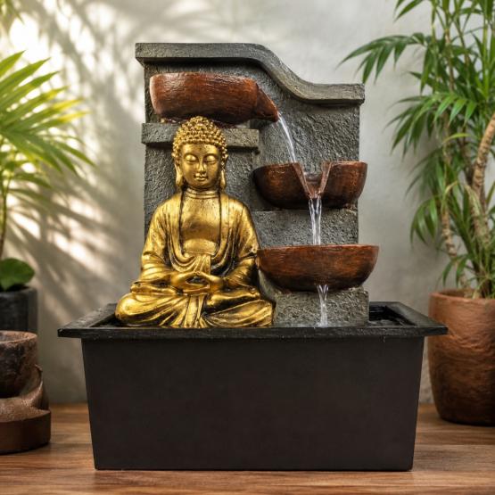 Fuente de agua Buda 3 cuencos 21x16x29