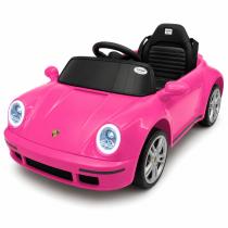 Auto a batería un asiento rojo/rosa