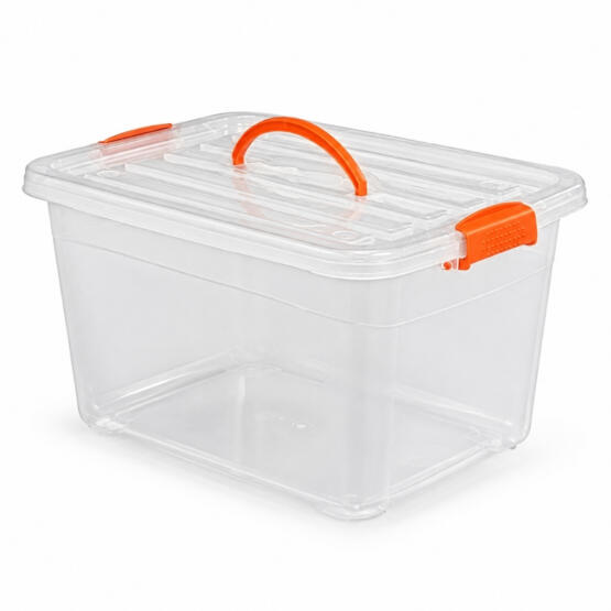 Caja organizadora transparente agarre naranja grande