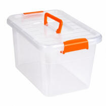 Caja organizadora transparente agarre naranja chica