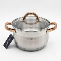 Olla tapa transparente con dorado 6.5L