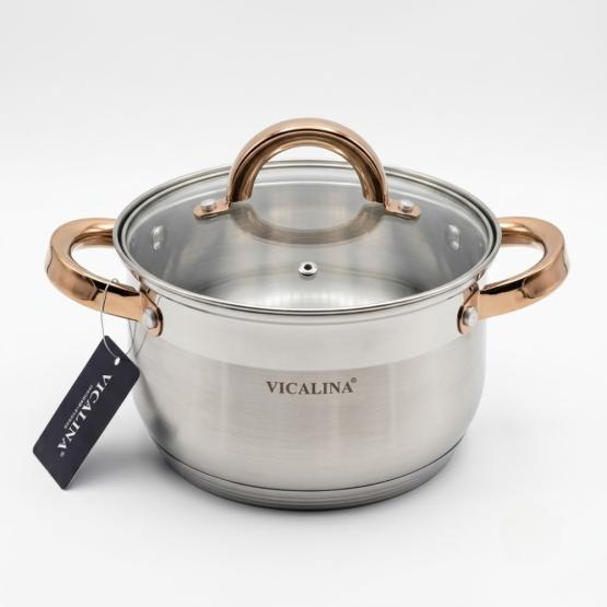 Olla tapa transparente con dorado 6.5L