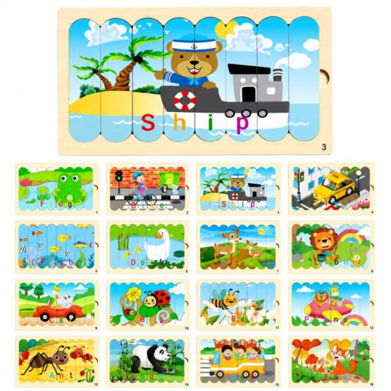 Puzzle de madera animalitos y ciudad 16 modelos
