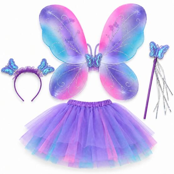Disfraz pollera c/tiara y varita de mariposa