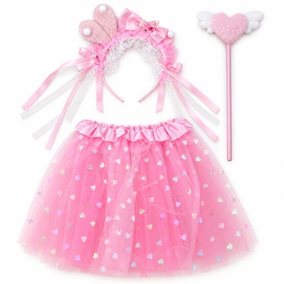 Disfraz pollera corazón c/ tiara y varita