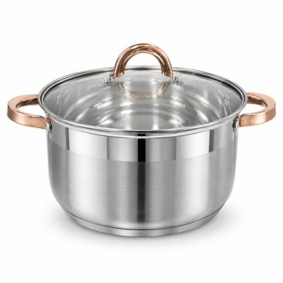 Olla tapa transparente con dorado 24×14.5cm 6.5L