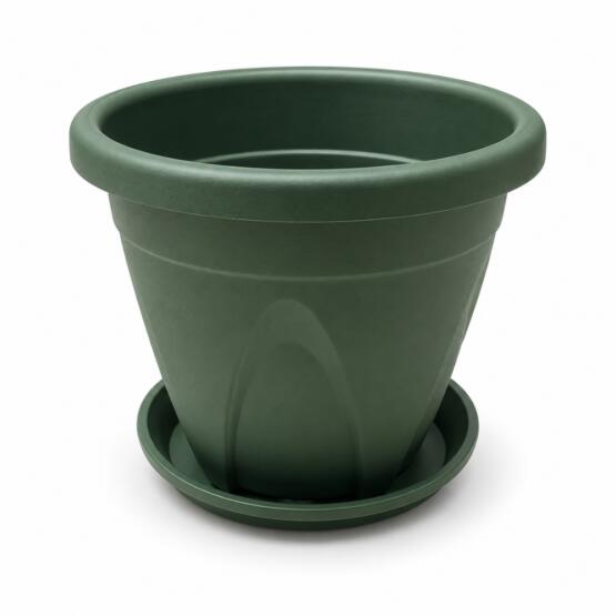 Maceta plástico cónica con plato chica 23×13.5cm