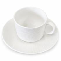 Taza cerámica blanca con plato